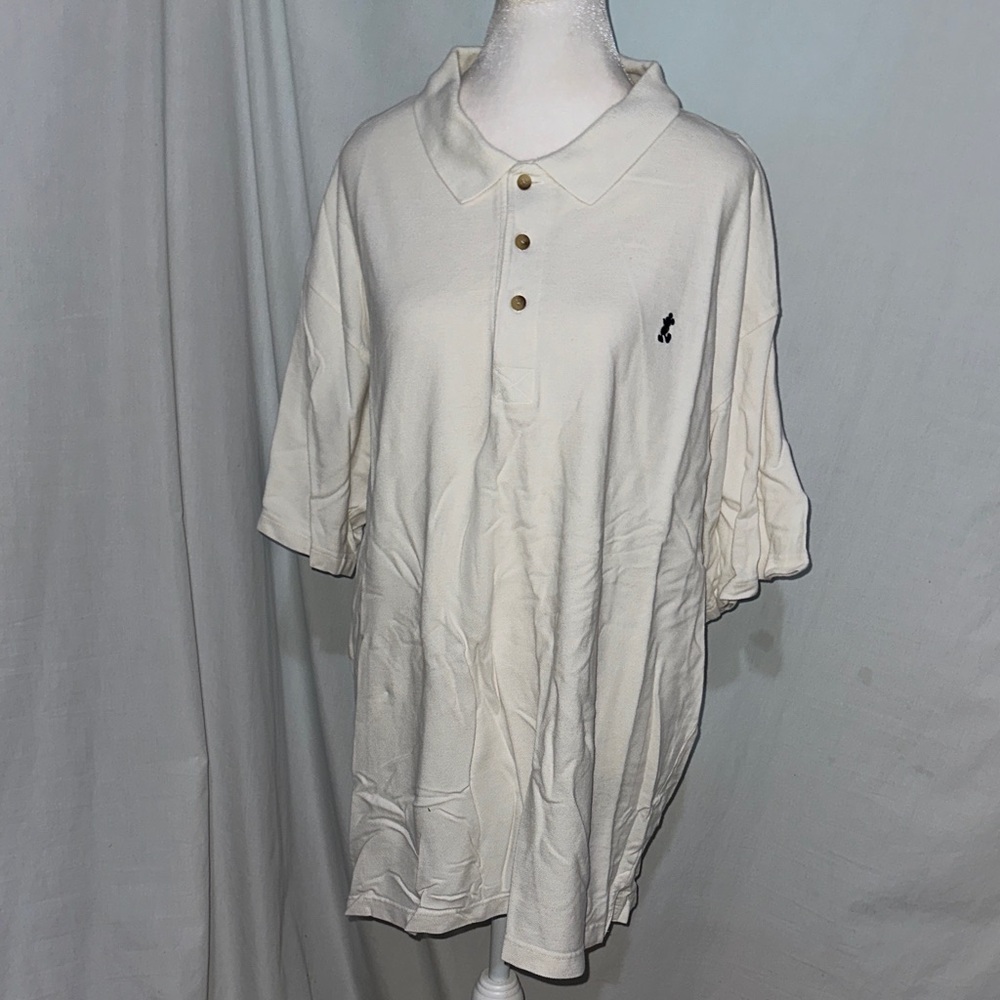 Men's Cream Polo Shirt with Embroidered Mickey Mouse Logo size xl